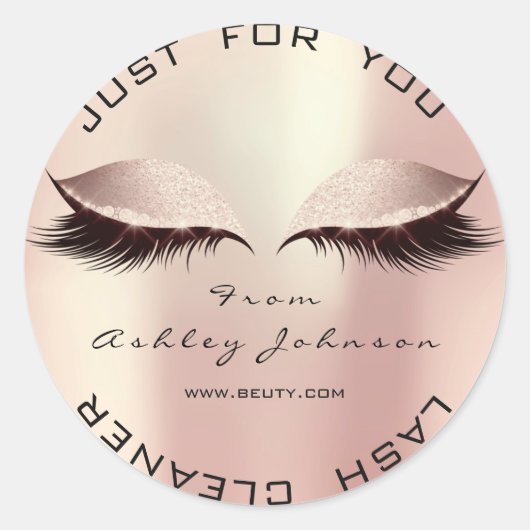 Rosa Rose Beauty Glitzer Blush Lash Makeuaner Runder Aufkleber (Vorderseite)