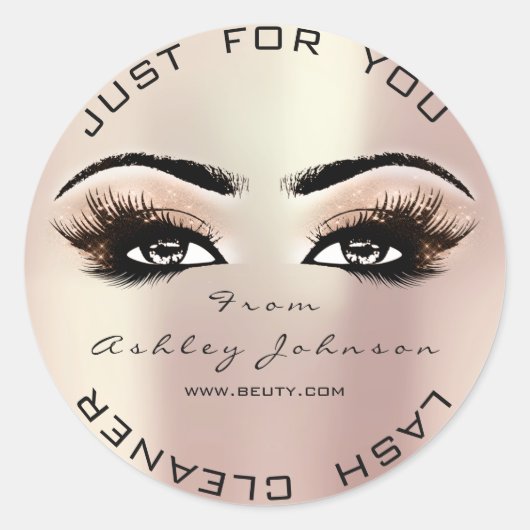 Rosa Rose Beauty Glitzer Peach Lash Makeuaner Runder Aufkleber (Vorderseite)