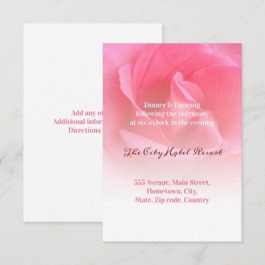 Rosa Rose Begleitkarte (Vorne/Hinten)