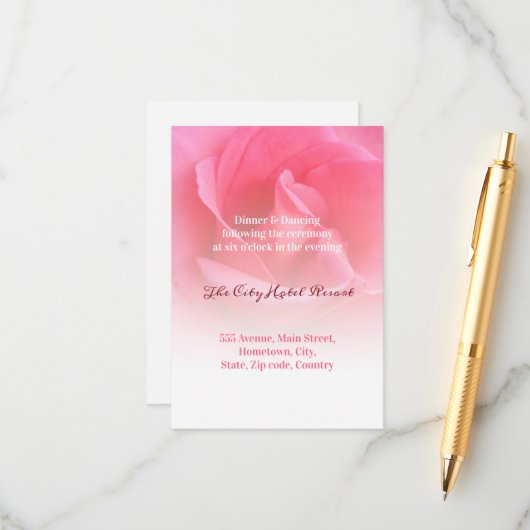 Rosa Rose Begleitkarte (Vorderseite/Rückseite Beispiel)