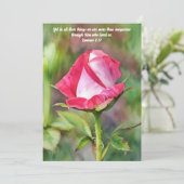Rosa Rose Bible Verse Art Flat Note Card Dankeskarte (Stehend Vorderseite)