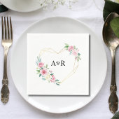 Rosa Rose Bläserne goldenes Herz in Form von Rahme Serviette