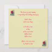 Rosa Rose Blauer Ribbon Wasserfarbe Hochzeit lädt Ankündigung (Rückseite)