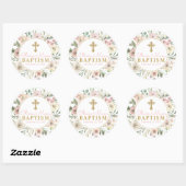 Rosa Rose Blooms Girl Baptisse Gefallen Tag Sticke Runder Aufkleber (Blatt)