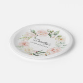 Rosa Rose Bloral 100. Geburtstag Pappteller (Schrägansicht)