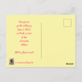 Rosa Rose Blue Ribbon Hochzeit Einladung Postkarte (Rückseite)