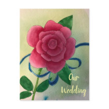 Rosa Rose Blue Ribbon Hochzeit Einladung Postkarte
