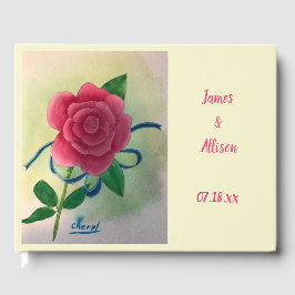Rosa Rose Blue Ribbon Wedbook Gästebuch