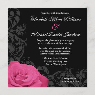 Rosa Rose blühen Hochzeit Einladung