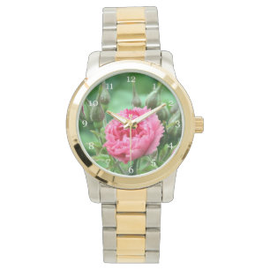 Rosa Rose Blume Armbanduhr