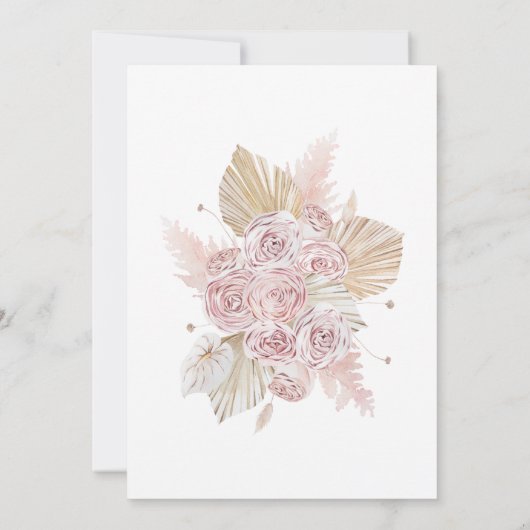 Rosa Rose Blume Blush Kinderdusche Einladung (Rückseite)