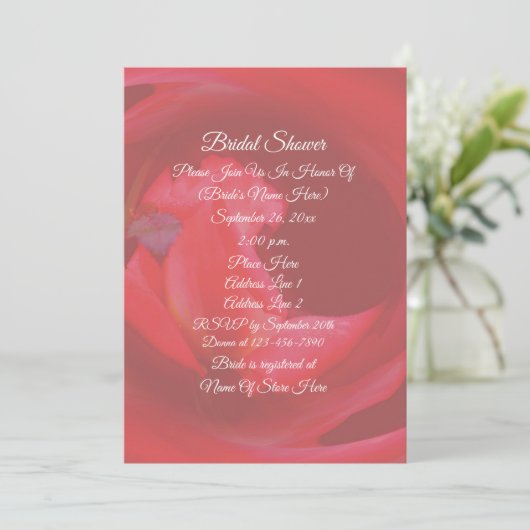 Rosa Rose Blume Brautparty Einladung (Stehend Vorderseite)