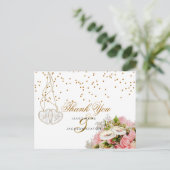 Rosa Rose Blume - Danke Postkarte (Stehend Vorderseite)