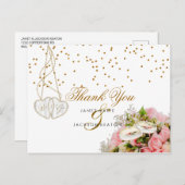 Rosa Rose Blume - Danke Postkarte (Vorne/Hinten)