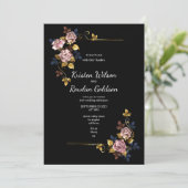 Rosa Rose Blume Einladung (Stehend Vorderseite)