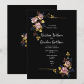 Rosa Rose Blume Einladung (Vorne/Hinten)