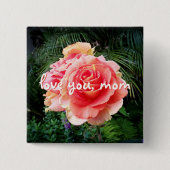 Rosa Rose Blume Foto Liebe Sie Mama Script Stilvol Button (Vorderseite)
