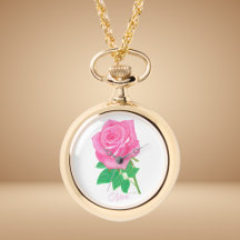 Rosa Rose Blume Gold Necklack Watch