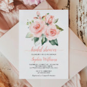 Rosa Rose Blume Grünes Brautparty Einladung