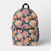 Rosa Rose Blume Muster Bedruckter Rucksack (Vorderseite)