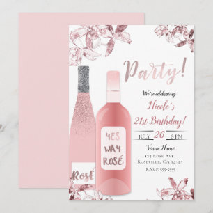 Rosa Rosè Blume Orchid Party Einladung