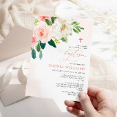 Rosa Rose Blume Taufe Einladung