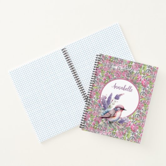 Rosa-Rose-Blumen-Scroll-Spiral-Notebook Notizblock (Innenseite)