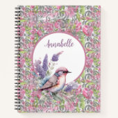 Rosa-Rose-Blumen-Scroll-Spiral-Notebook Notizblock (Vorderseite)