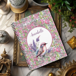 Rosa-Rose-Blumen-Scroll-Spiral-Notebook Notizblock