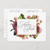 Rosa Rose Blumenberater für die Braut Hinweiskarte (Vorne/Hinten)