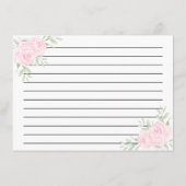 Rosa Rose Blumenbridal Rezeptkarte Begleitkarte (Rückseite)