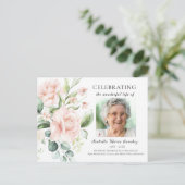 Rosa Rose Blumenfeier zum Foto des Lebens Postkarte (Stehend Vorderseite)
