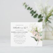 Rosa Rose Blumenfeier zum Leben Einladung Postkarte (Stehend Vorderseite)