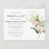 Rosa Rose Blumenfeier zum Leben Einladung Postkarte (Vorderseite)