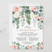 Rosa Rose Blumengarten Probe Abendessen Einladung (Vorderseite)