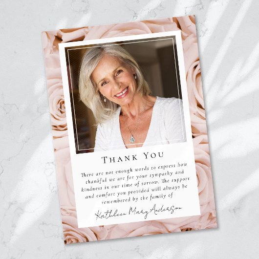 Rosa Rose Blumengeflecht Foto Beerdigung Beerdigun Dankeskarte