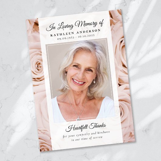 Rosa Rose Blumengeflecht Foto Beerdigung Beerdigun Dankeskarte