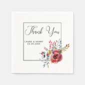 Rosa Rose Blumengestelle Hochzeitspapier Napkin Serviette (Vorderseite)