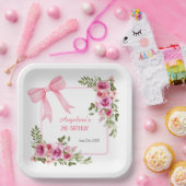 Rosa Rose Blumengrün Girls Geburtstag Pappteller (Party)