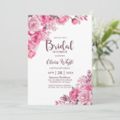 Rosa Rose Blumenkohl Brautparty Einladung (Stehend Vorderseite)