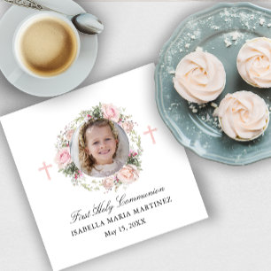 Rosa Rose Blumenkreuz Serviette