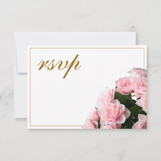 Rosa Rose Blumenmenü Auswahl RSVP Karte (Rückseite)