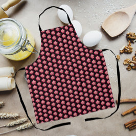 Rosa Rose Blumenmuster auf schwarz Schürze