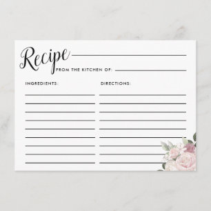 Rosa Rose Blumenmuster Brautparty Rezept Karte
