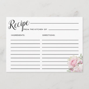 Rosa Rose Blumenmuster Brautparty Rezept Karte