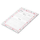 Rosa Rose Blumenmuster Rezept Notizblock (angewinkelt)