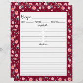 Rosa Rose Blumenmuster Rezeptbinderseite (Vorne/Hinten)