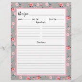 Rosa Rose Blumenmuster Rezeptbinderseite (Vorderseite)