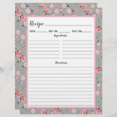 Rosa Rose Blumenmuster Rezeptbinderseite (Vorne/Hinten)