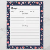 Rosa Rose Blumenmuster Rezeptbinderseite (Vorderseite)